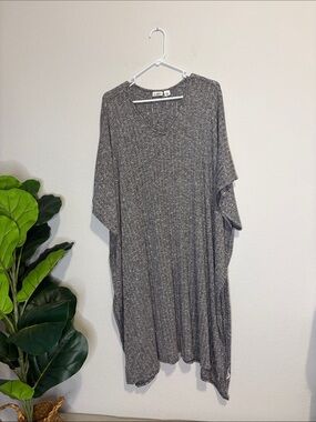 Cato Ribbed Gray Knit Tunic Kaftan - XL
